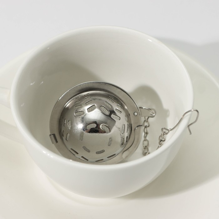 Ситечко для чая Доляна «Бергамот», d=4.5 см, на цепочке, нержавеющая сталь, серебристое - Фото 1