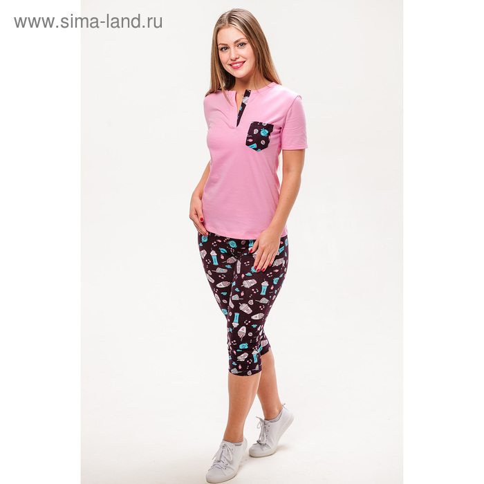 Комплект женский (футболка, бриджи) М-170/2-09 цвет розовый, р-р 50 - Фото 1