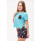 Комплект женский (футболка, шорты) М-826-09 цвет голубой, р-р 48 - Фото 1