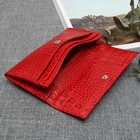 Кошелёк женский, 3 отдела, наружный карман, кайман, цвет красный - Фото 3
