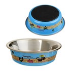Миска креативная "Коты и рыбы" с нескользящим основанием, 250 мл, синяя - Фото 1
