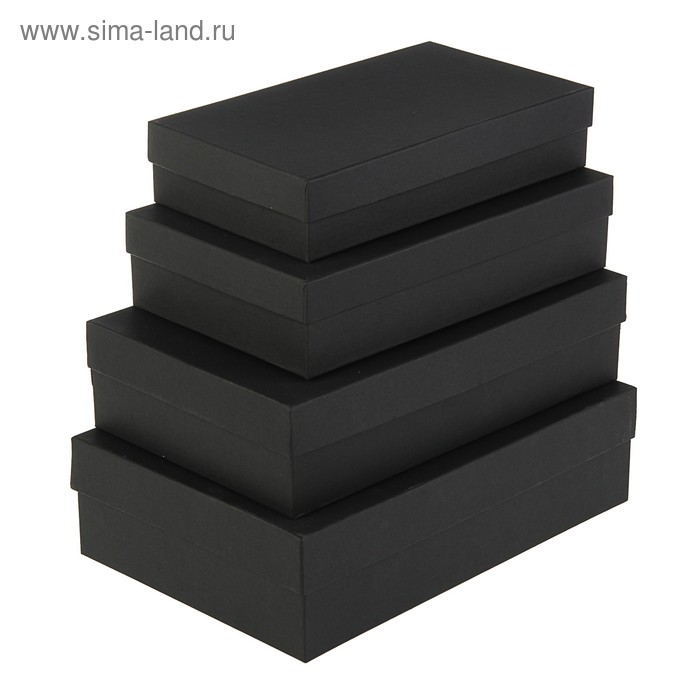 Набор коробок 4 в 1 "Чёрный", с тиснением, 30 х 20 х 8 - 24 х 14 х 5 см - Фото 1