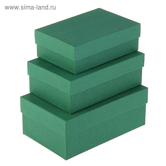 Набор коробок 3 в 1 "Зелёный", с тиснением, 19 х 12 х 7,5 - 15 х 10 х 5 см - Фото 1