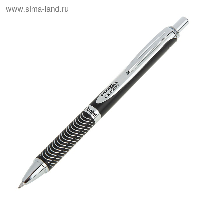 Ручка гелевая Pentel Energel Sterling, в футляре, металлический черный корпус, чернила черные. Сменный стержень - LR7 - Фото 1