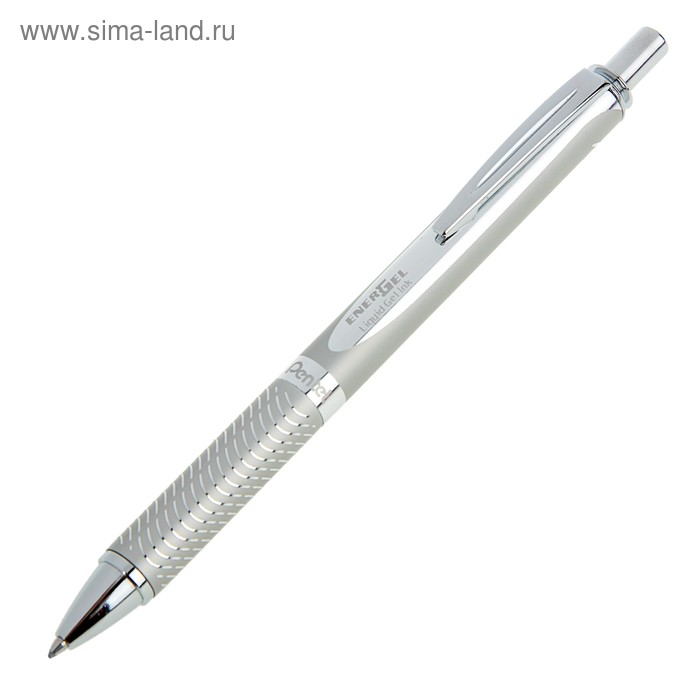 Ручка гелевая Pentel Energel Sterling, в футляре, металлический стального цвета корпус, чернила черные. Сменный стержень - LR7 - Фото 1