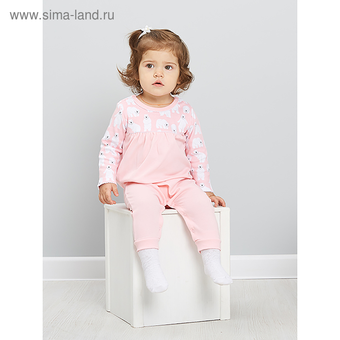 Комбинезон детский, рост 68 см, цвет розовый, принт мишки 409-003-11701_М - Фото 1