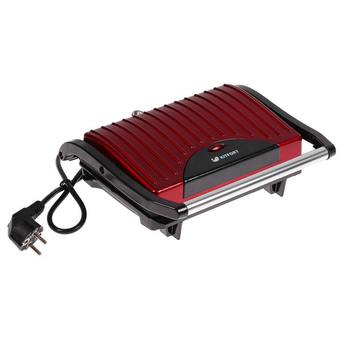 Сэндвичница Kitfort КТ-1609 Panini Maker, 640 Вт, антипригарное покрытие, красный/чёрный - Фото 1