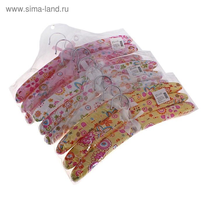 Плечики для одежды мягкие «Цветочки», цвет МИКС - Фото 1