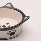 Миска керамическая "Подмигивающий кот" 200 мл  11 х 4,8 см, бело-черная, - Фото 6