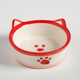 Миска керамическая "Подмигивающий кот", 200 мл, бело-красная