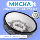 Миска керамическая с орнаментом 200 мл  12 х 3 см, бежево-черная - Фото 1