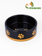 Миска «Черный кот», 300 мл, 12.5×12.5×4.5 см, керамика, черная, жёлтая - Фото 2