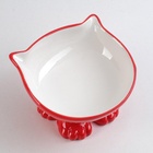 Миска керамическая «Киса» на подставке-лапках 200 мл, 13×12×8 см, красная - Фото 4