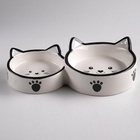 Миска двойная «Кошачье семейство», 40/60 мл, 19×10.5×3.5 см, керамика, белая, чёрная - Фото 4