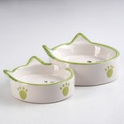 Миска керамическая "Кошачье семейство" двойная, 50/100 мл, бело-зелёная - Фото 3