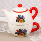 Набор чайный «Русский узор», 2 предмета: чайник 420 мл, чашка 350 мл - Фото 1