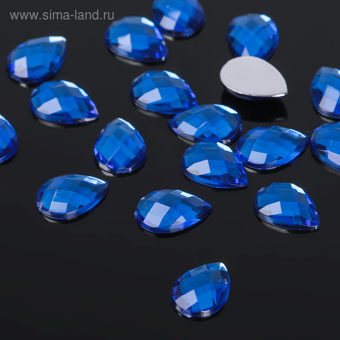 Стразы плоские капля, 7*10 мм, (набор 20шт), цвет синий - Фото 1