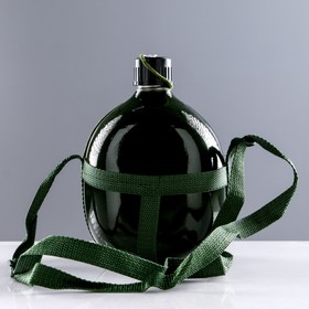 Фляга походная "Аdventure", 1,3 л, тёмно-зелёная, с чёрной крышкой, алюминий, 21 × 15 см