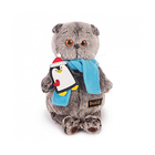 Мягкая игрушка "Басик" в шарфике и с пингвином, 19 см - Фото 1