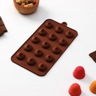 Форма для шоколада Доляна «Трюфель», силикон, 20,5×10,5 см, 15 ячеек (d=2,2 см), цвет коричневый - фото 297974963