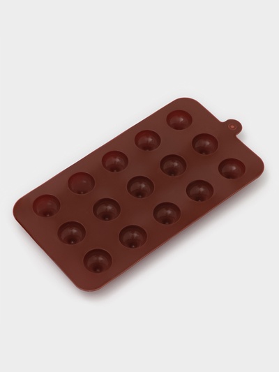 Форма для конфет и шоколада Доляна «Трюфель», силикон, 20.5×10.5 см, 15 ячеек (d=2.2 см), коричневая
