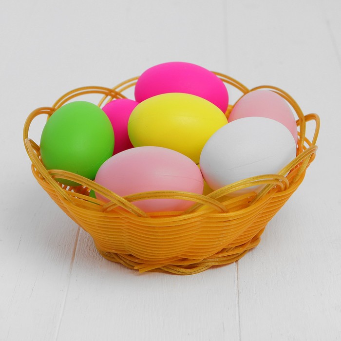 Набор яиц для декорирования, 10 шт., в корзинке, цвета МИКС
