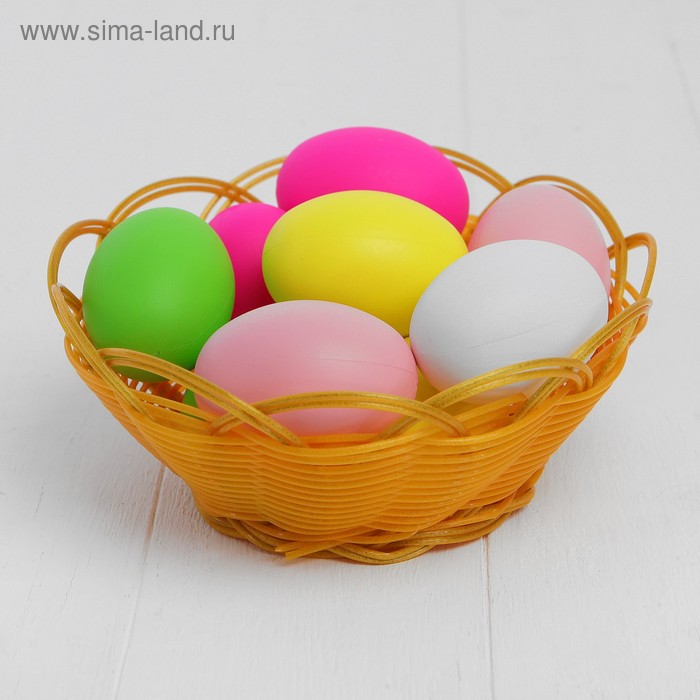 Набор яиц для декорирования, 10 шт., в корзинке, цвета МИКС - Фото 1