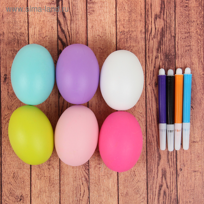 Раскраска фломастерами "Яйцо", набор 6 шт., фломастеры 4 шт., цвета МИКС - Фото 1