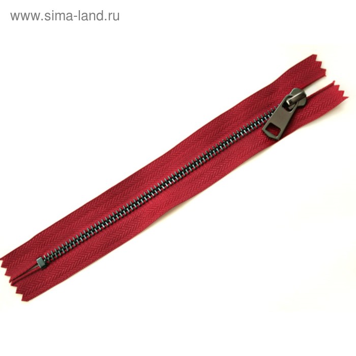 Молния ZZD, №5, металлическая, неразъёмная, 18см, цвет D520 красный, чёрный никель - Фото 1