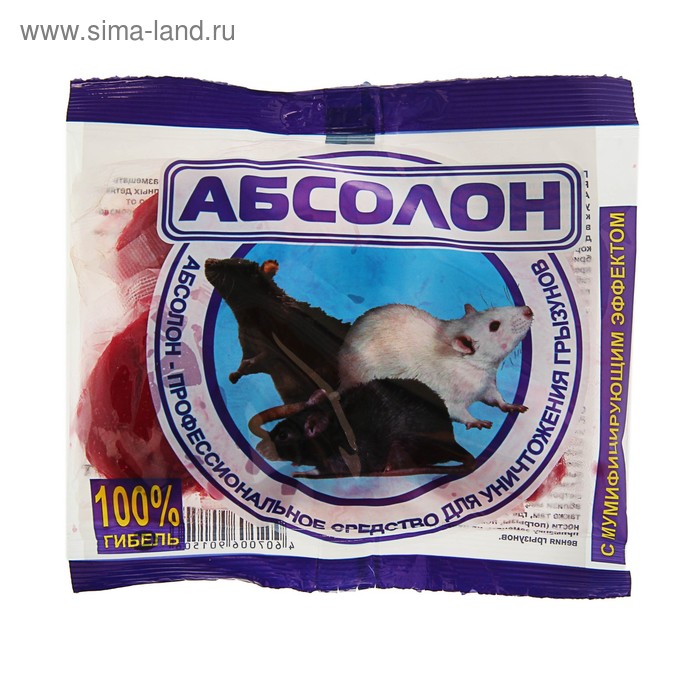 

Тесто-брикеты от грызунов Абсолон, пакет 100 г