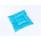 Подушка на стул квадратная 45х45см, высота 5см, велюр голубой, бежевый, синтет. волокно - фото 297975112
