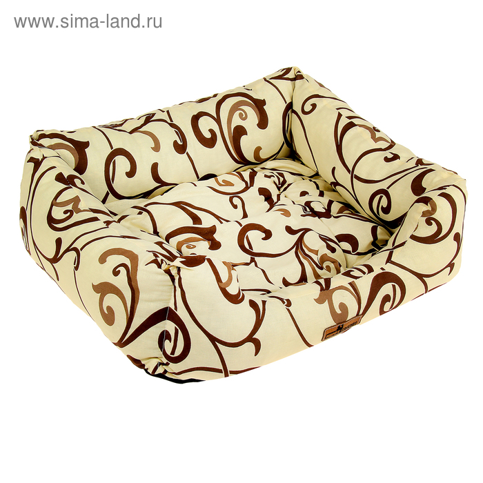 Лежанка "Пухлик" № 1 "Happy Friends" Белый шоколад (бязь), 60 х 50 х 18 см - Фото 1