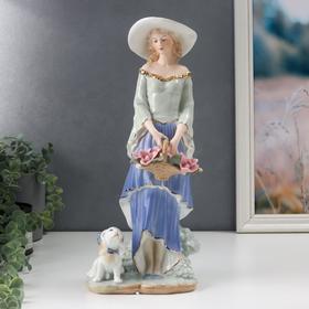 Сувенир керамика "Скромная девушка в шляпке с корзиной цветов" 36,5х15х10 см