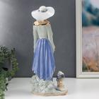 Сувенир керамика "Скромная девушка в шляпке с корзиной цветов" 36,5х15х10 см - фото 24563181