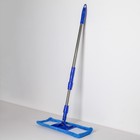 Швабра для мытья пола плоская Доляна «Ocean», насадка из микрофибры 44×15 см, телескопическая стальная ручка 78-118 см - Фото 1