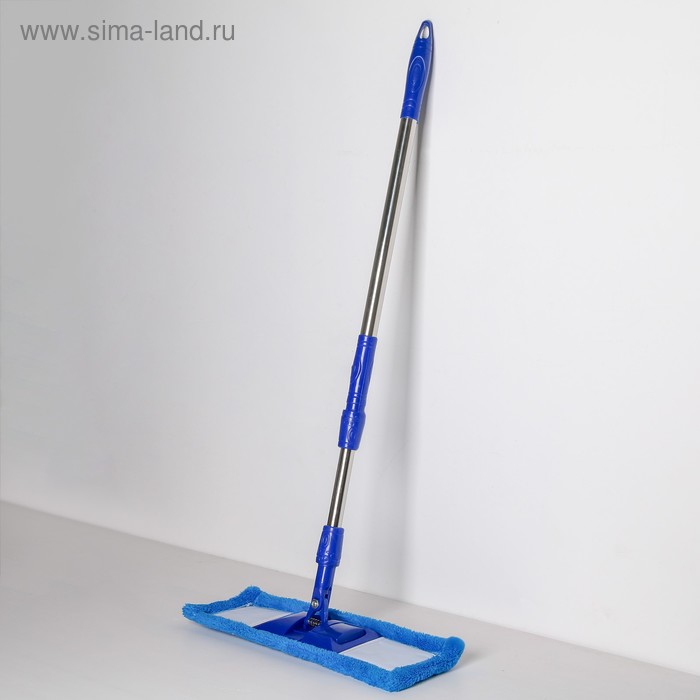 Швабра для мытья пола плоская Доляна «Ocean», насадка из микрофибры 44×15 см, телескопическая стальная ручка 78-118 см - Фото 1