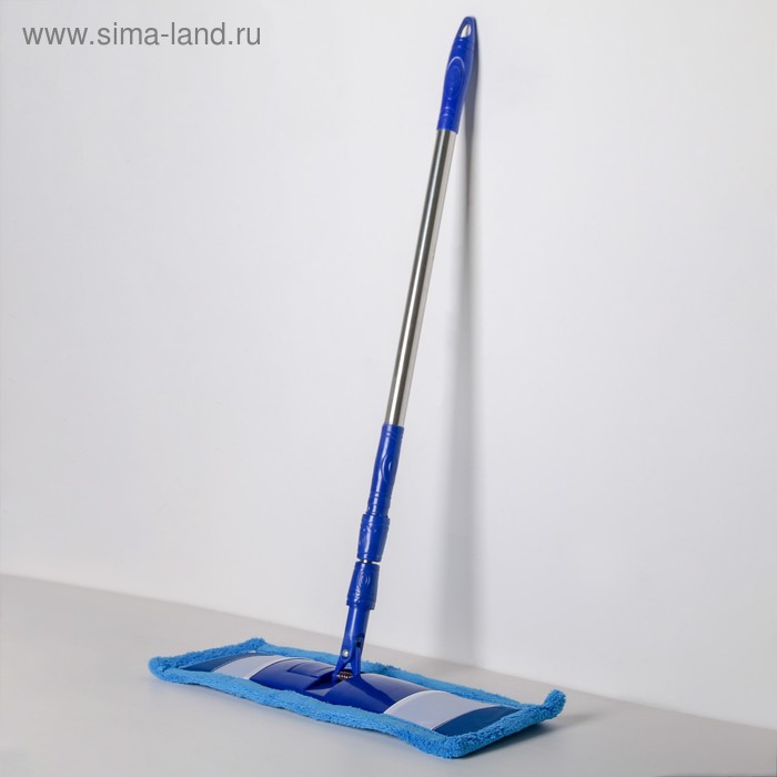 Швабра для мытья пола плоская Доляна «Ocean», насадка из микрофибры 56×18 см, телескопическая стальная ручка 84-128 см - Фото 1