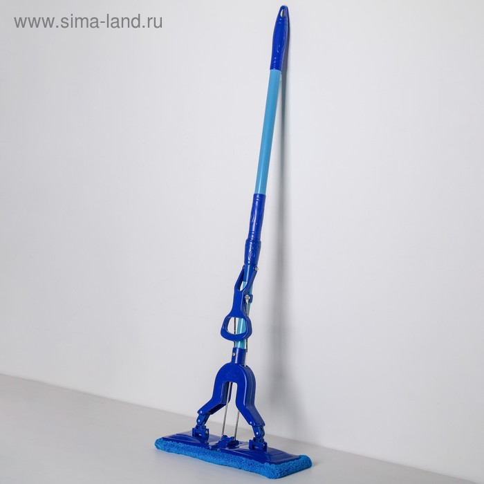 Швабра с отжимом Доляна, насадка микрофибра 35×12 см, телескопическая ручка 102 -130 см, цвет синий - Фото 1