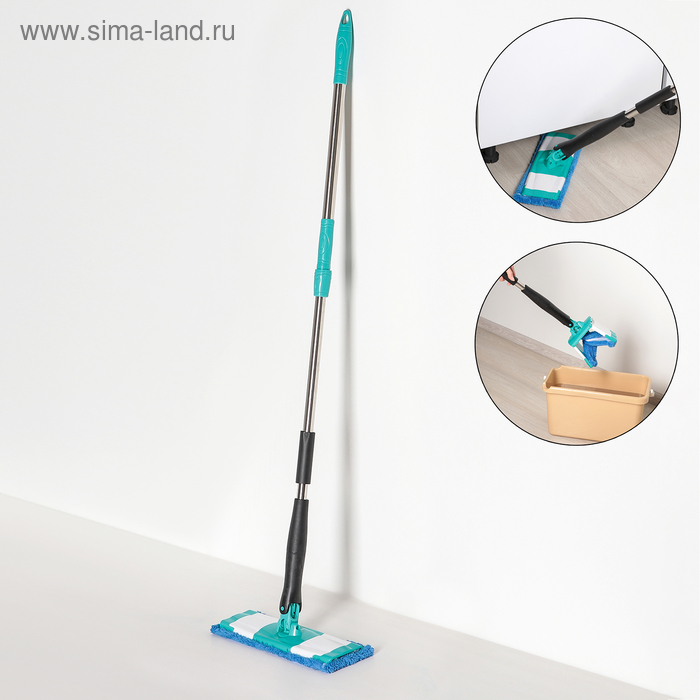 Швабра с отжимом Twist Доляна, насадка из микрофибры 32×9 см, телескопическая ручка 95-120, цвет синий - Фото 1