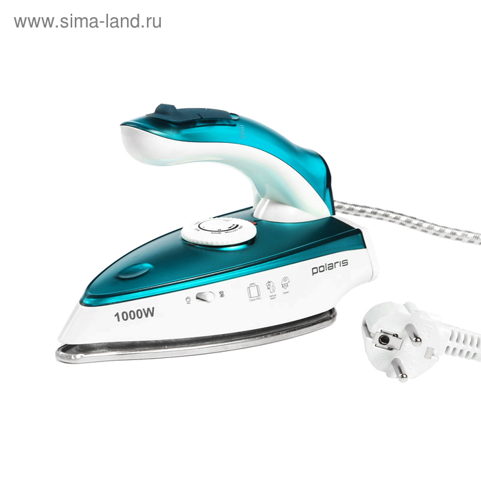 Утюг дорожный Polaris PIR 1005T, 1000 Вт, нержавеющая сталь, сине-белый - Фото 1