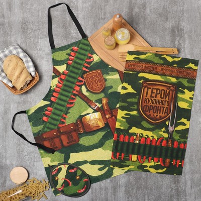 Кухонный набор «Генерал кухни»: фартук 60×70 см, прихватка 20×20 см, полотенце 35×60 см