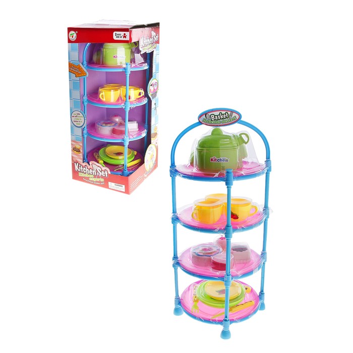 Набор посуды с продуктами на этажерке , 4 яруса, 17 предметов - Фото 1