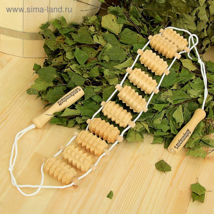 Массажёр - лента, деревянный, универсальный, 10 звеньев - Фото 1