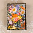 Шкатулка «Цветы в прозрачной вазе», 17×22 см, лаковая миниатюра - Фото 3