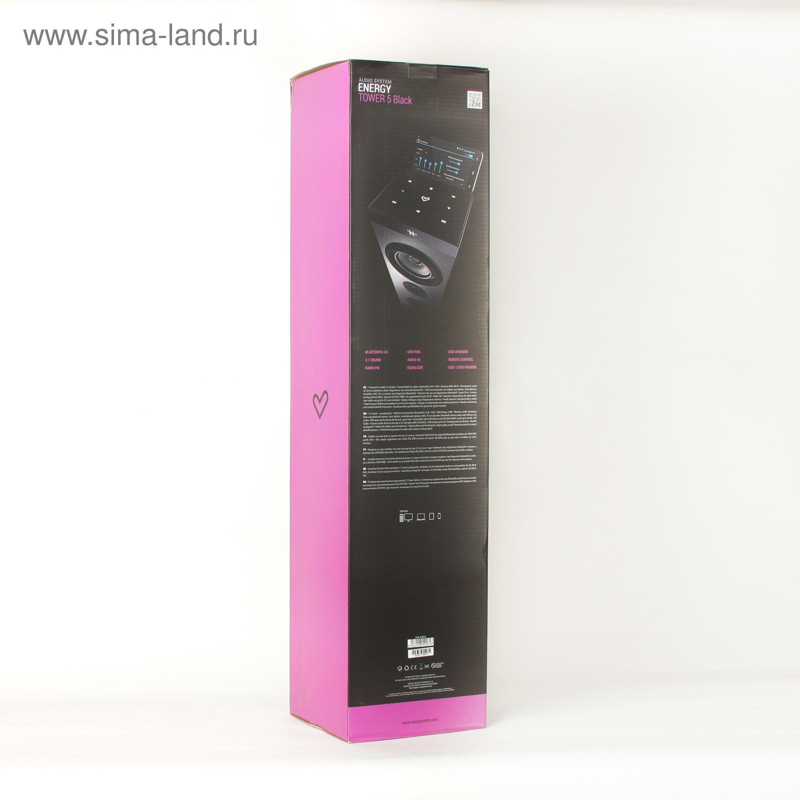 Активная напольная колонка Energy Tower 5, 2х5Вт+2х10Вт+30Вт, MP3, FM,  Bluetooth, черная (2996546) - Купить по цене от 9 029.00 руб. | Интернет  магазин SIMA-LAND.RU