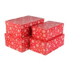 Набор коробок 4в1 "Белые снежинки на красном" 46,5 х 35 х 18 - 36 х 22 х 14 см - Фото 1