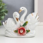 Сувенир керамика "Два лебедя с розой" страза 8х10,5х4 см - Фото 1