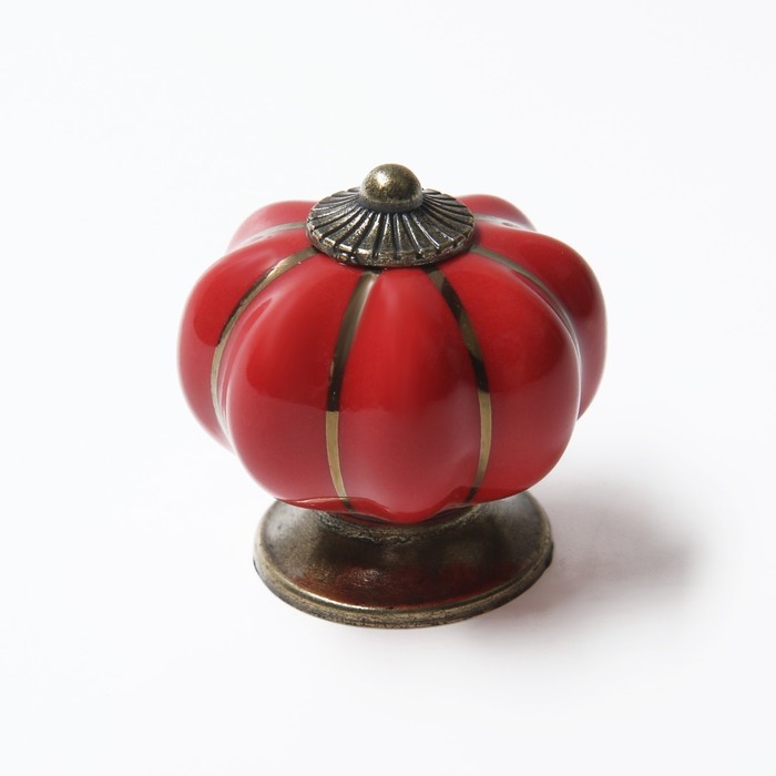 Ручка-кнопка PEONY Ceramics 001, керамическая, красная
