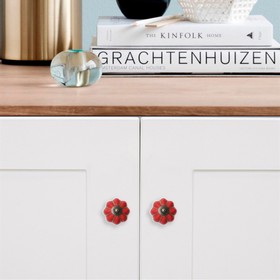 Ручка-кнопка PEONY Ceramics 001, керамическая, красная 2768100