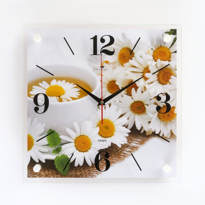 Часы настенные: Цветы, "Ромашковый чай", 35х35  см